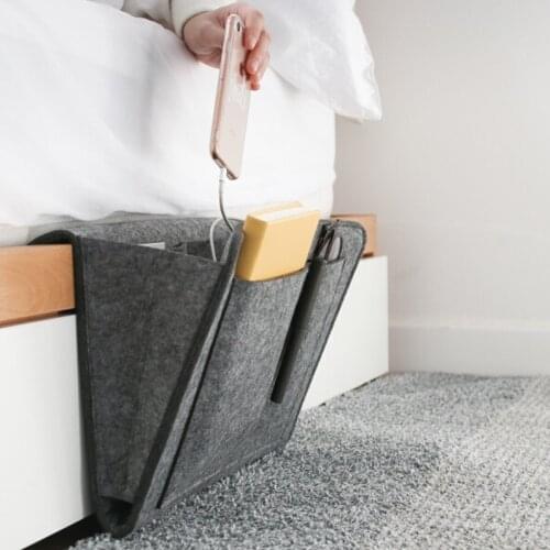 New Storage Pockets Bags Felt Bedside Hanging Storage Organizer Holder with 2 Inner Pockets for Bed Table Sofa Storage Bags