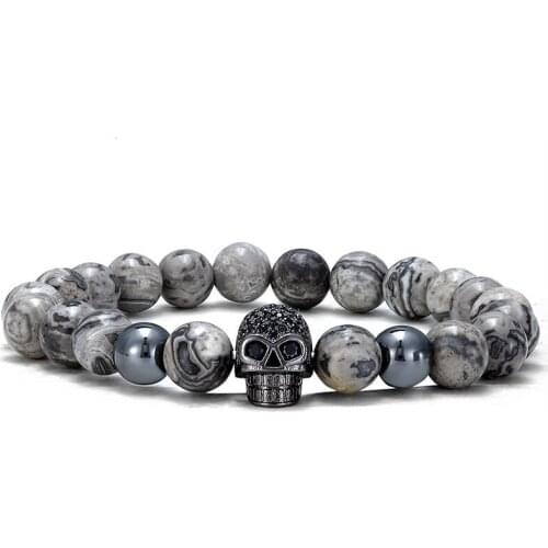 New Full Zircon Skull Bracelet Punk Mens and Womens Bracelet Womens Pulse Elastic Jewelry Hip Hop Rock Bracelet Birthday Gift