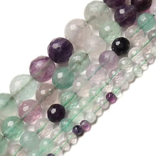 Wholesale 4 mm -12 mm Natural Green Fluorite Faceted Round Loose Stone Beads For DIY Bracelet Jewelry Making