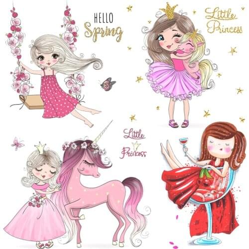 Prajna Little Princess Iron On Patches Ballet Girl Transfers Vinyl For Clothing Heat Thermal Stickers On Clothes DIY Appliques