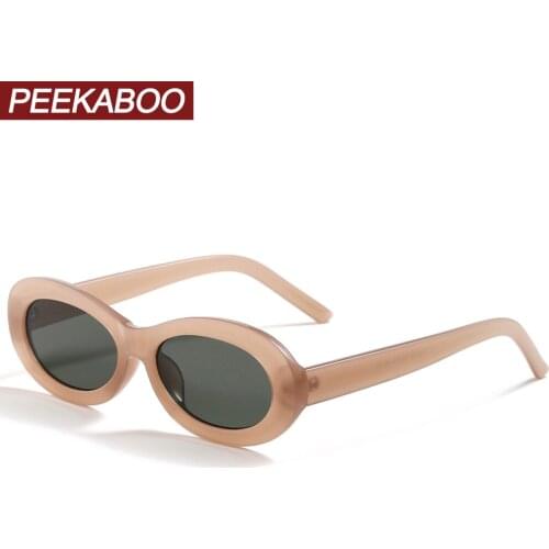 Peekaboo brown oval sunglasses ladies leopard green men uv400 retro sun glasses for women hot-selling male 2021 dropshipping