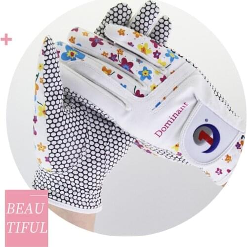 Golf Glove Women Ladies Cool Leather Both Hand Summer Floral Colorful Printed Premium Breathable For Non Slip Gloves