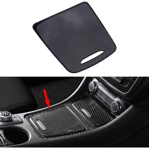 Front Center Control Console Storage Box Cover Panel Trim Carbon Fiber Fit for Mercedes-Benz CLA GLA A Class 2013-2016 2017 2018