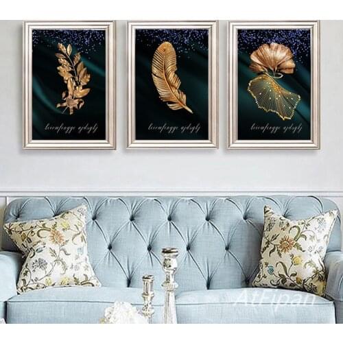 Nordic Golden Leaves Poster Abstract Modern Three-Dimensional Canvas Picture For Living Room Bedroom Home Decorative Painting