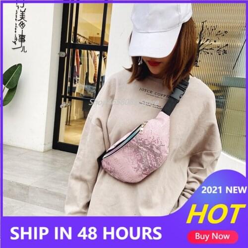 Casual PU Leather Chest Bags Women Glitter Waist Streetwear Casual Messenger Packs Streetwear Messenger Packs