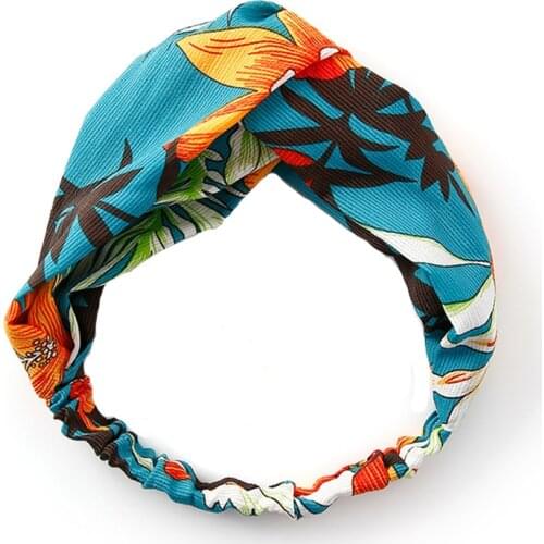 Summer Bohemian Print Headbands Retro Cross Turban Bandage Bandanas Flower Elastic Hairbands Gum Hair Accessories For Women