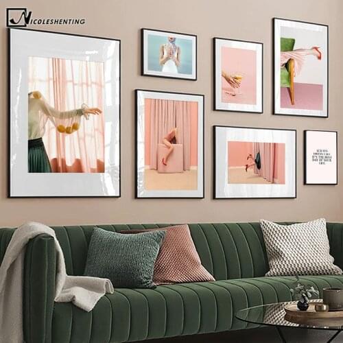 Pink Fashion Poster Sexy Woman Leg Canvas Print Wall Art Painting Photography Creative Picture Modern Salon Girl Room Decoration