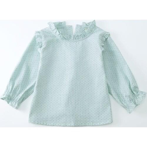 Toddler Girl Shirts Spring Autumn Fashion Cute Girls Blouse Long Sleeve Peter Pan Collar Ruffles Baby Kids Clothes DQ742