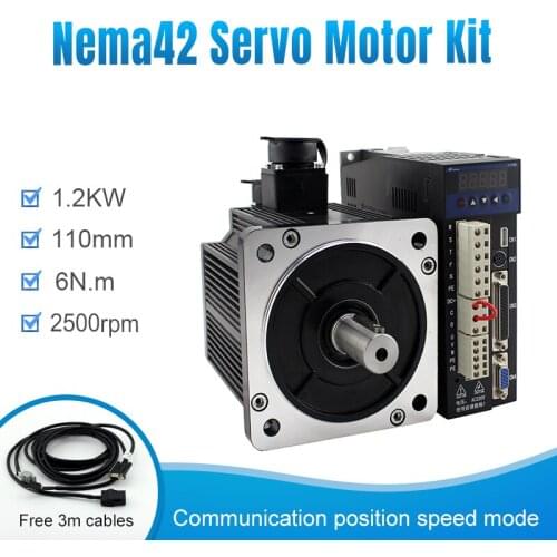 1.2KW 110ST-M6020+B2 AC Servo motor 2500RPM 6N.M. 1200W servomotor 220V 3-Phase /Single phase ac drive Matched Servo Driver