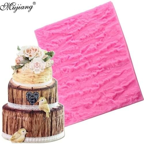Tree Bark Cake Silicone Mold Fondant Impression Mat Cake Decorating Tools Candy Chocolate Gumpaste Mould Kitchen Baking Supplies