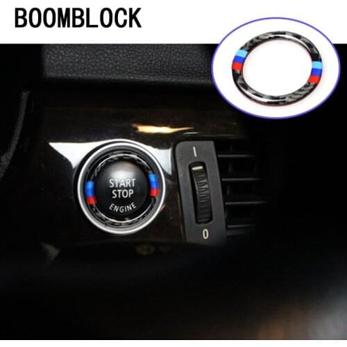 Car Styling M 3 Colors Carbon Fiber Engine Start Stop Button Rings Stickers For BMW E90 E92 3 Series M Performance Accessories