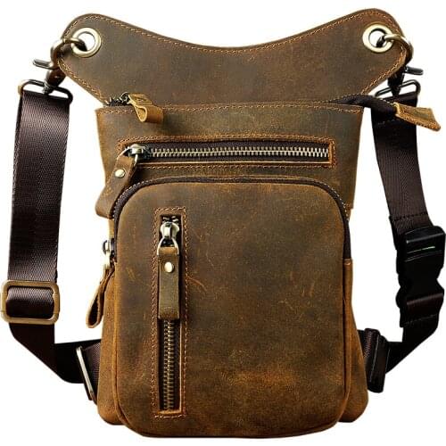 Norbinus Real Genuine Leather Thigh Drop Leg Bag Men Motorcycle Rider Messenger Hip Belt Fanny Pack Male Waist Bags Phone Pouch