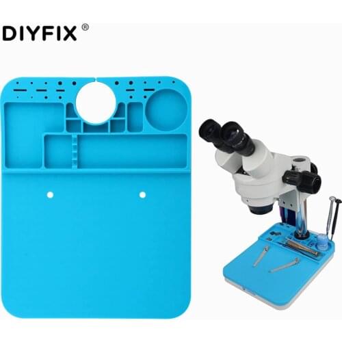 DIYFIX Heat Insulation Silicone Pad Microscope Desk Mat Maintenance Platform for Microscope BGA Soldering Repair Station Tool