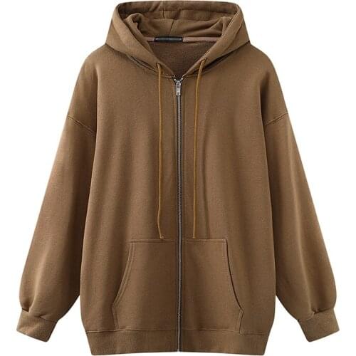 Hoodie 2021 Ouyang Nana Same Style Zipper Hooded Jacket Cardigan Women Loose Plus Fleece Sweater