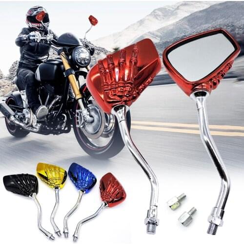 Punk Style 1 Pair Left Right Skeleton Skull Hand Claw Motorcycle Motor Rearview Side Mirrors Bike Rear View Mirror Wholesale CSV