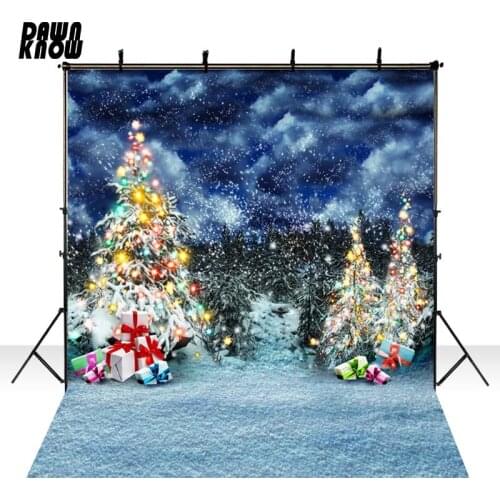 DAWNKNOW Snowfield Vinyl Photography Background For Baby Christmas Tree Photo Shoot Backdrop For Christmas Photo Studio L827