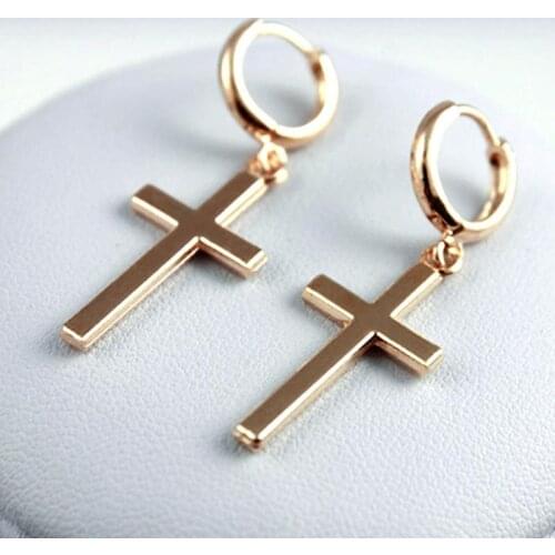 Women Fashion Punk Cross Pendant Cartilage Drop Dangle Hoop Earrings Jewelry