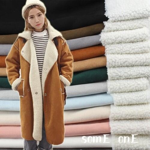 Polyester Suede Fabric Bonded Faux Lamb Wool Thick Warm DIY Winter Jacket Coat Shoes Clothing Designer Fabric