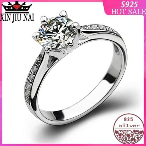 100% Sterling Silver S925 Simple classic six-claw diamond ring simulation of Japanese and Korean marriage ring light luxury