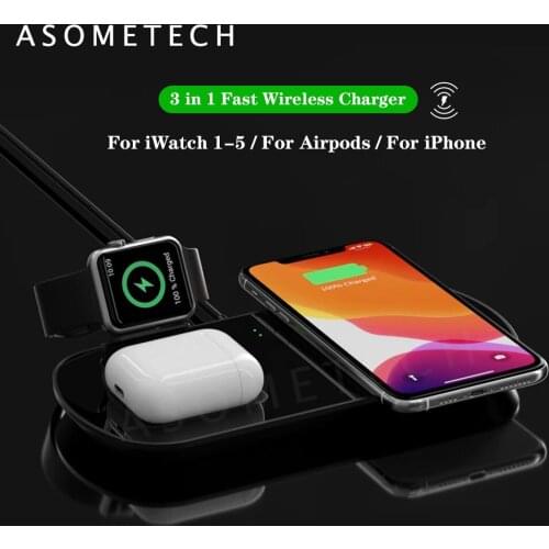 3 in 1 QI Wireless Charger 10W Fast Wireless Charging Pad Station For iPhone 11/11Pro/X/XS/8 for Airpods Apple Watch 5 4 3 2 1