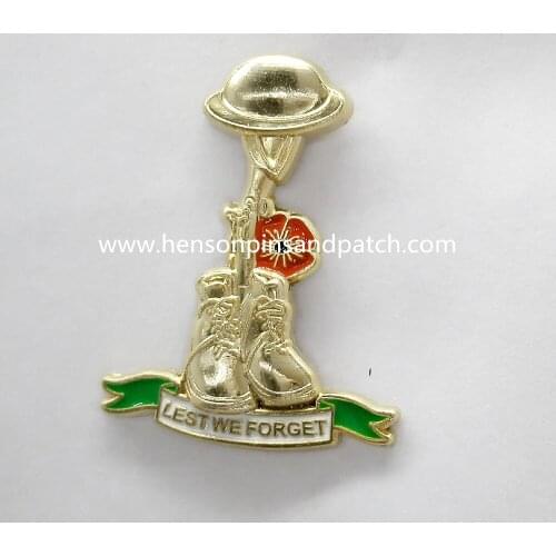 Custom 3D gold metal soft enamel flower solider pin badge