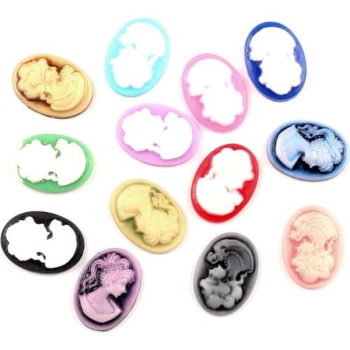 50Pcs 13x18mm Resin Cabochon Oval Girl Decoration Crafts Flatback Embellishments For Scrapbooking Fit Cameo Diy Accessories