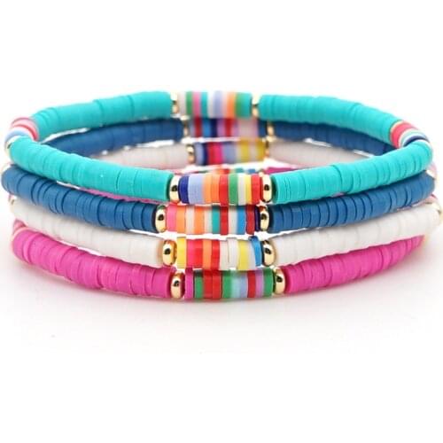Go2Boho Polymer Clay Bracelet For Women Summer Bracelets 4mm Heishi Disc Beads Pulseras Jewelry 2021 Fashion Vacation Bangle