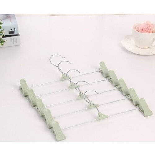 Trouser Hangers 10 Pack Skirt Hangers with Adjustment Plastic Grip Pant Hangers for Heavy Duty Durable Space Saving