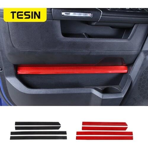 TESIN Auto Door Decorative Atmosphere Ambient Lights Strip Stickers For Dodge RAM 2010-2015 Interior Mouldings Car Accessories