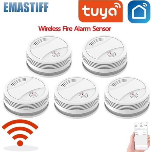WiFi Smoke Detector Home Security Fire Alarm System Tuya Smart Smoke Sensor Smartlife APP Message Push 95db Sound No Need Hub