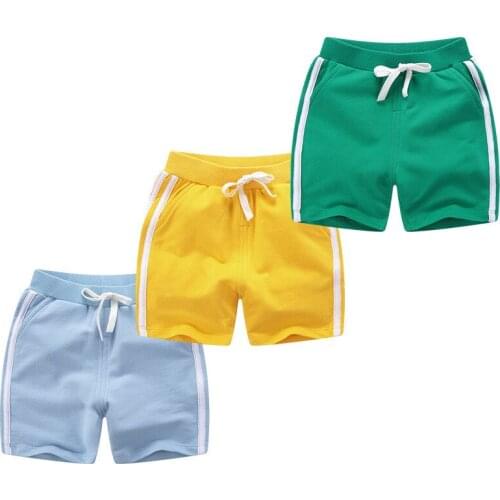 Wholesale kids summer shorts age for 1-10y baby boys girls casual candy color beach clothes cotton loose short trousers 7042 08