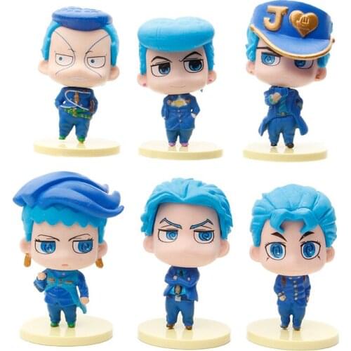 6pcs/set Kawaii JoJos Bizarre Adventure Anime Action PVC Figure Toys Cute Blue Kishibe Kakyoin Rohan Doll Room Decor Boy Gifts