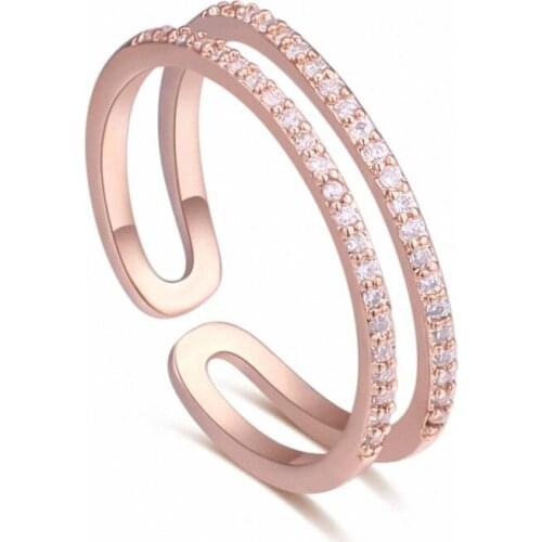 TRACYSWING Element Brand Real AAA Zirconia Micro Inlays Rose Gold Color Ring Party For Women Valentine Gift Th-129838