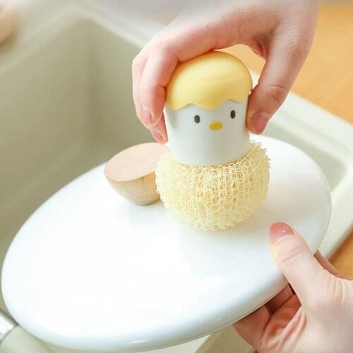 Dishwashing Pot Brush Cute Eggshell Fruit Vegetable Cleaning Brush Dish Stovetop Pan Sponge Scouring Pad Kitchen Accessories