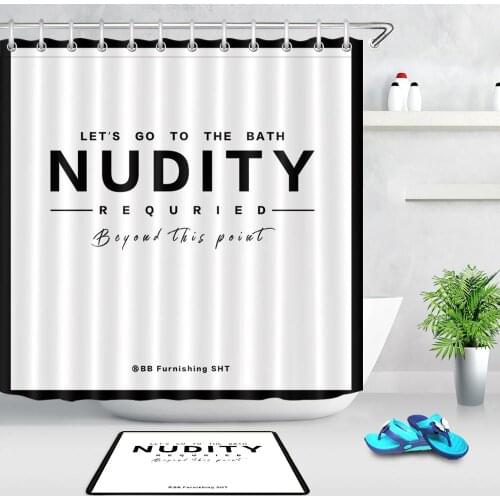 Creativity Simple Letter Shower Curtains Polyester Fabric Waterproof Modern Home Decorations White Shower Curtain For Bathroom