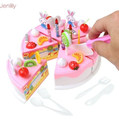 44 PCS/SET Kitchen Toys Pretend Play Cutting Birthday Cake Food Toy Kitchen For Children Play House Toy Plastic Play Food Set
