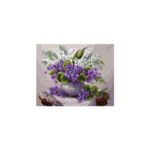 MaHuaf-X601 Violet and lily of the valley canvas painting by numbers painting diy picture oil painting on canvas for home decor