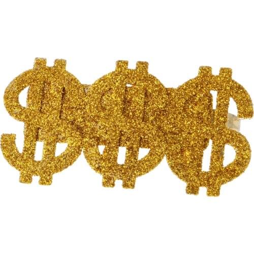 Gold Bling 3 US Dollar Signs Ring Costume Rapper Big Daddy Gansgter Fancy Dress Men’s Fancy Costume for Parties