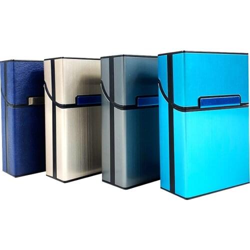 Metal Cigarette Box Tobacco Roller Holder Storage Container 20 Smoker Portable Leather Case Magnetic Cover Smoking Accessories