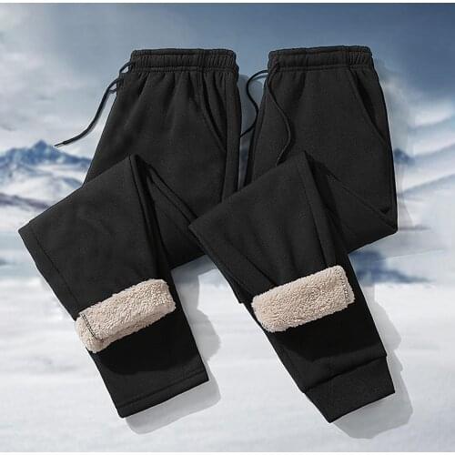 Mens Winter Pants Outside Warm Joggers Thicken Men Sweatpants Heavyweight Streetwear Fleece Trousers Men Pants