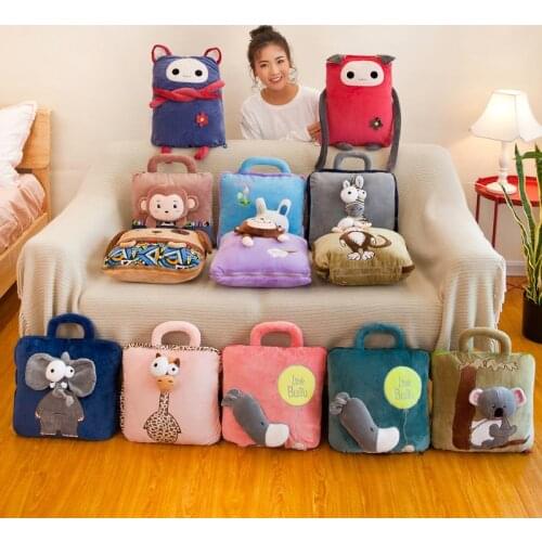 20styles Cartoon Animals Plush Creative Winter Soft Stuffed Plush Pillow Air Conditioning Blanket Inside Sofa Back Cushion