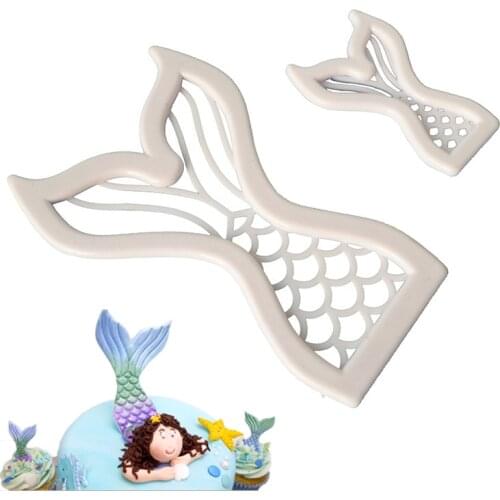 2Pcs Mini Fish Tail Cutting Die Plastic Cookie Cutter Mould Set Fondant Biscuit Mold Pressing Pastry Tool Cake Decorate Tools