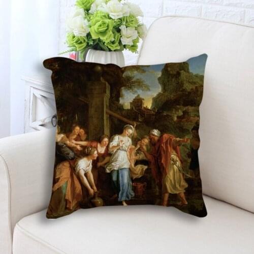 Hand-Painted Oil Painting Prints 45*45cm Cushion Cover Linen Throw Pillow Car Home Decoration Decorative Pillowcase