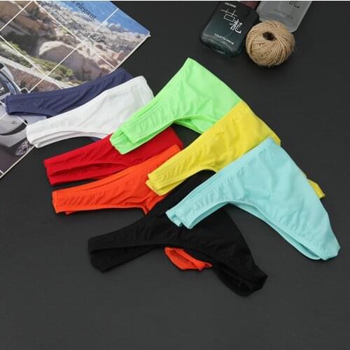 New Style Ice Silk Men Underwear Briefs Breathable Ultra-thin Transparent Pure Color Elastic Low Waist Wholesale