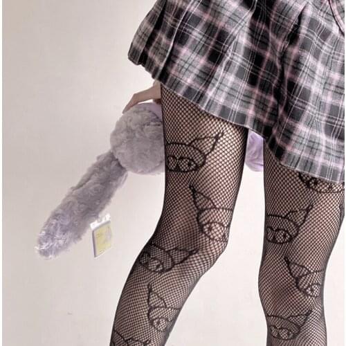 New summer female cartoon devil pattern cute hollow knit tights sweet babes nylon stockings fishnet lolita