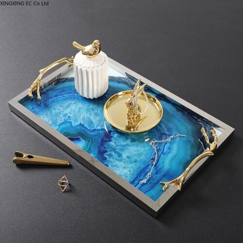 Creative Agate Water Cup Tray Sundries Storage Tray Nordic Home Decoration Ornaments Stainless Steel Living Room Storage Tray