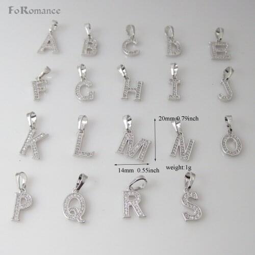 26 LETTERS WHITE GOLD GP CZ STONES PENDANT 18INCH NECKLACE LETTER INITIAL PENDANT