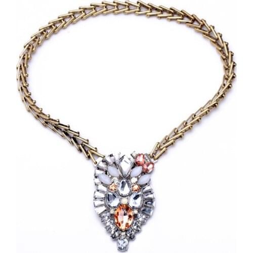 Bulk Price Necklace Crystal For Women Newest Bohemia Fashion Wholesale Choker Long Gold Color Jewelry Statement Friendship Party