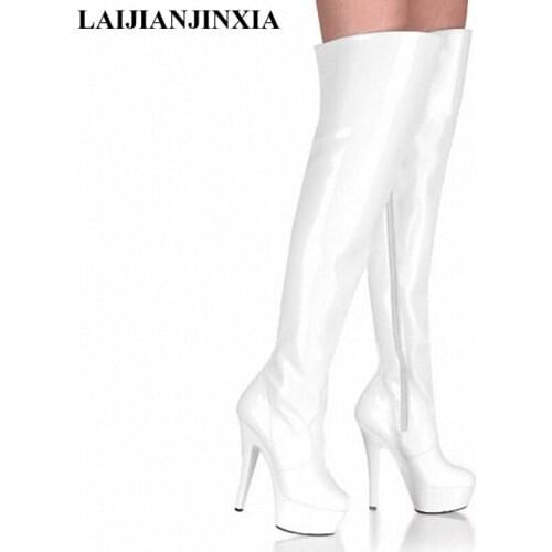 LAIJIANJINXIA Boots Winter Woman Shoe Matt Pu Sexy Fetish Shoes Over The Knee Boots Thigh High Heel Pointed Boot Platform Boots