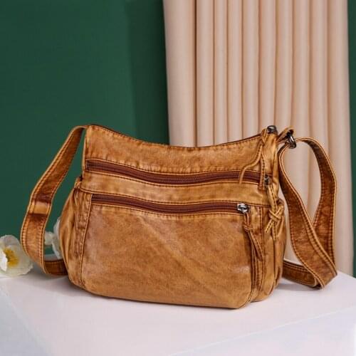 Vintage Soft Leather Shoulder Bag Large Capacity Crossbody Bags for Women Sac A Main Purse and Handbags Luxury Designer 2021 New